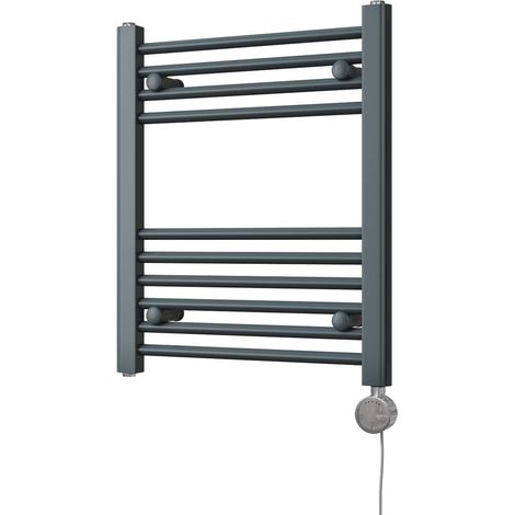 Zennor - Anthracite Electric Towel Rail H600mm x W500mm Straight 200w Thermostatic (1/3)