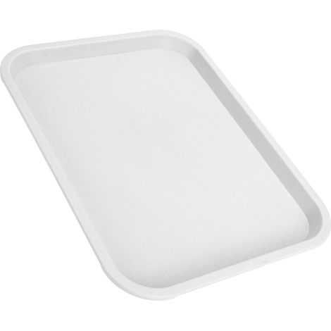 Plateau de service alimentaire rectangulaire en PP épais antidérapant, plateau polyvalent pour restaurant et cantine, blanc (1/5)