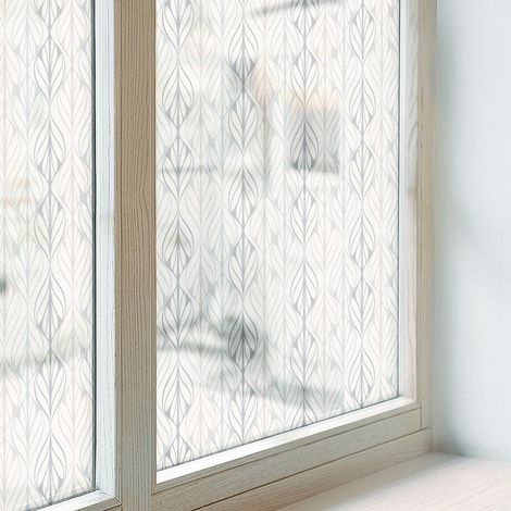 Fensterfolie 200x146 cm Dekorativ Selbstklebend Blickdicht PVC Folie für Badezimmer Schlafzimmer Milchglas Sichtschutz Fenster Dekorfolie Blattmuster