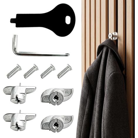 4 Pièces Crochet pour Panneau Acoustique Bois sans Perçage, Fixation pour Panneau Tasseau Bois, Attache Cadre et Tableau Métal pour Fente de 13-15mm, Support Mural Argenté, Charge 10kg (1/5)