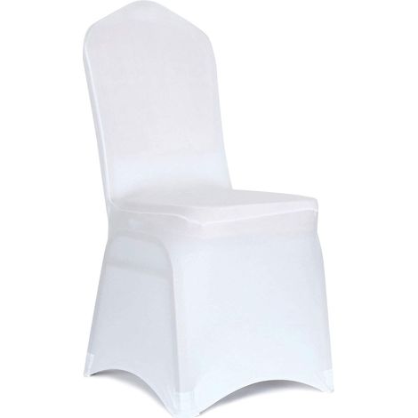 Lot de 10 housses de chaise de salle à manger en élasthanne blanc pour salon – Housses de chaise extensibles universelles pour mariage, banquet et fête. (1/5)