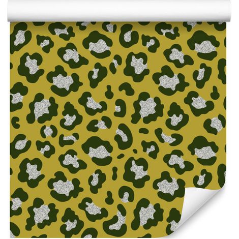 Papier peint en cuir vert, jaune et olive pour salon et chambre 50x1000 cm (1/5)