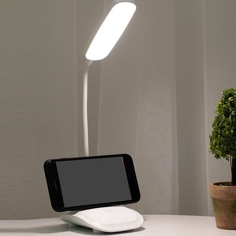 Lampe de bureau LED blanche, tactile, trois niveaux de température de couleur, intensité variable, chargement USB. (1/5)