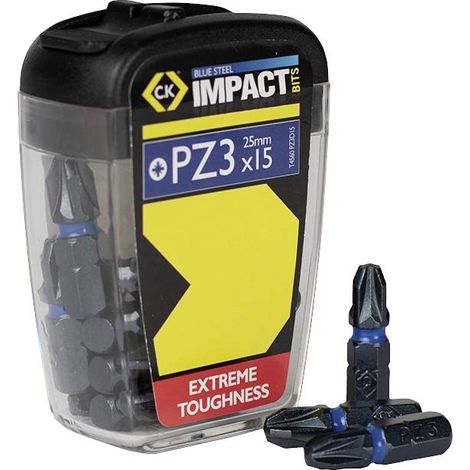 C.K Blue Steel T4560 PZ3D15 Embout cruciforme 15 pièces vis Pozidriv D066092 (1/2)