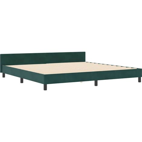 Bed Frame with Headboard Dark green 200 x 200 cm Velvet vidaXL (1/5)