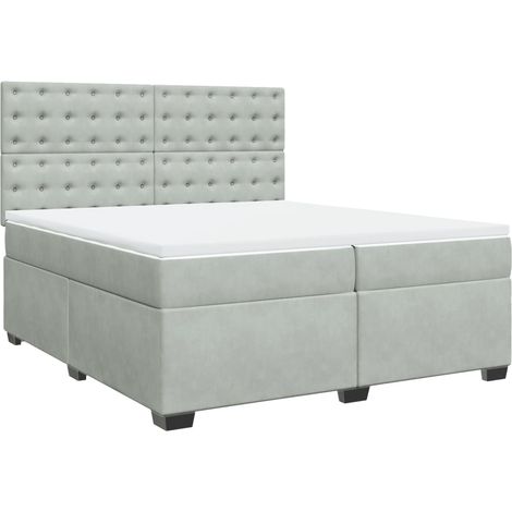 Maison Exclusive - Giroletto a Molle con Materasso Grigio Chiaro 200x200cm Velluto