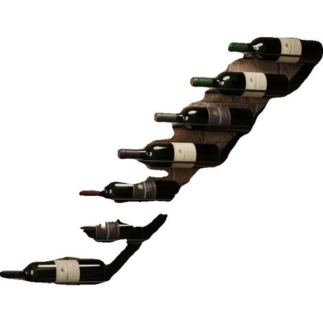 Support à vin, mural, design en métal noir robuste, vert armée (1/2)