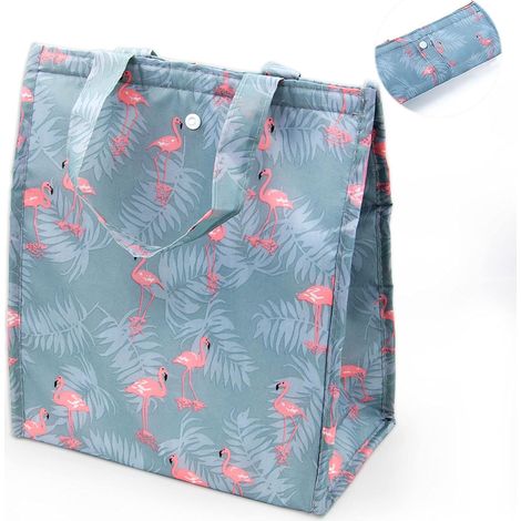 Sac de rangement isotherme pliable pour le déjeuner (Blue Flamingo)