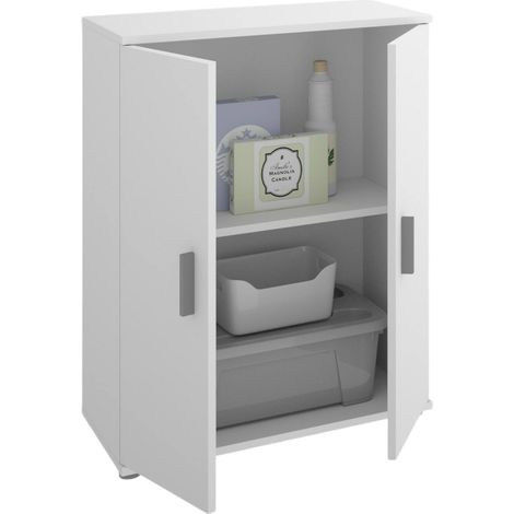 Dmora - Armario multiusos Serles, Mueble zapatero multiusos, Mueble con 2 puertas, 61x35h80 cm, Blanco