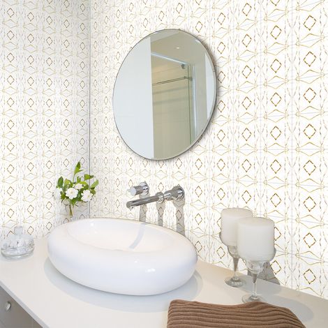 Sticker Mural Carrelage adhésif Cuisine Salle de Bain - 30 STICKERS CARREAUX DE CIMENT NUANCE MARBRE ET DORÉ - 30stickers10x10cm (1/5)