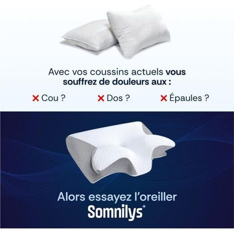 1 Oreiller, Mémoire de forme, Ergonomique, Orthopédique, Cervical, Nuque, Sommeil (1/5)