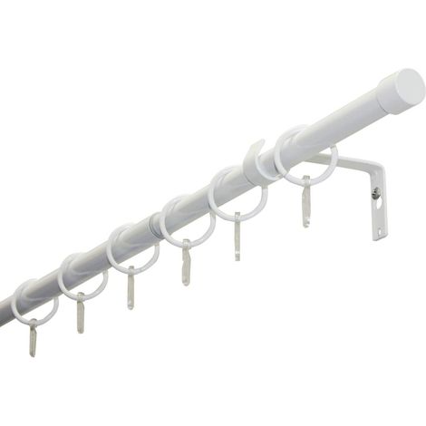 Gardinia Set Bastone per Tende cap 1 Binario Ø 19/16 mm, Estensibile su Entrambi i Lati, Bianco, 120-190 cm (1/4)