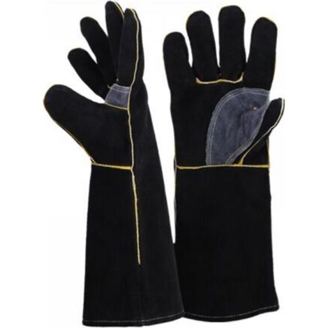 Fire and heat resistant gloves, made of leather with Kevlar stitching, perfect for fireplace, stove, oven, grill, welding, barbecue, MIG, pot holders and animal handling (14 inches) (1/5)