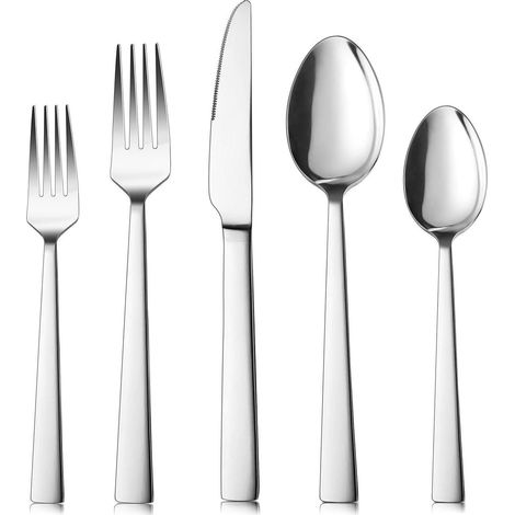 Besteckset Edelstahl 6 Personen Messer Gabel Löffel 30 Stück (1/5)
