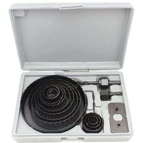 16 Pièces Coffret Scie Cloche, 19 mm à 127mm Scie-cloches, Acier au Carbone Scie Cloche pour Bois, Placo, avec 2 Raccords Hexagonaux (1/2)