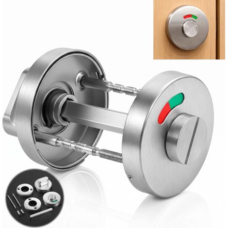 Rosette de salle de bain avec affichage d'occupation, bouton de serrure de salle de bain en acier inoxydable ensemble de rosettes de salle de bain WC, rosette en acier inoxydable accessoires (1/5)