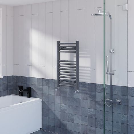 Straight Heated Towel Rail Bathroom Radiator Anthracite 700x400mm (1/5)