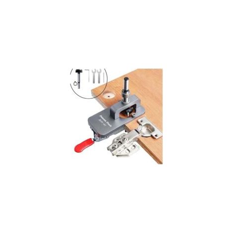 Plantilla para bisagras de 35 mm, plantilla para bisagras de puertas y armarios, plantilla para bisagras ocultas, perforadora, localizador de guías de perforación para trabajos de carpintería DIY - Cr (1/4)