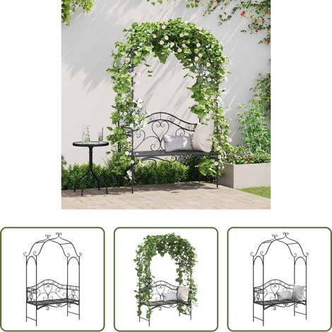 Stahlbank - Gartenbank Schwarz 121 x 48 x 200 cm Stahl (1/5)
