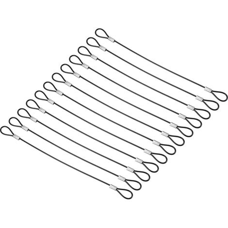 Sécurité Câble Verrouillage 0,6Ft 2mm Dia Inox Acier Noir 12 Pcs (1/5)