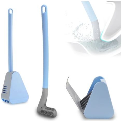BUNTHAUS Nouveau Manche Long Brosse Toilette Golf, Brosse et Support en Silicone à 360 Degrés, Brosse Nettoyante Flexible pour Le Nettoyage, Brosse de Toilette Murale pour La Maison (Bleu) (1/5)