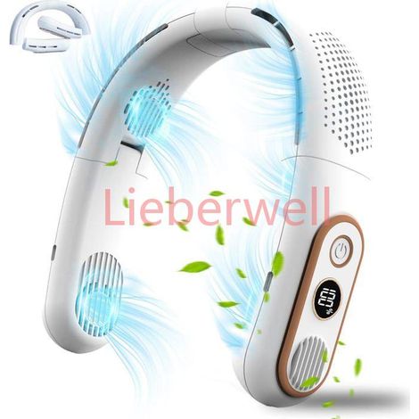 Ventilateur de cou portable sans pales, rechargeable, 4 000 mAh, 3 vitesses, ventilateur de cou personnel, climatiseur de cou (1/4)