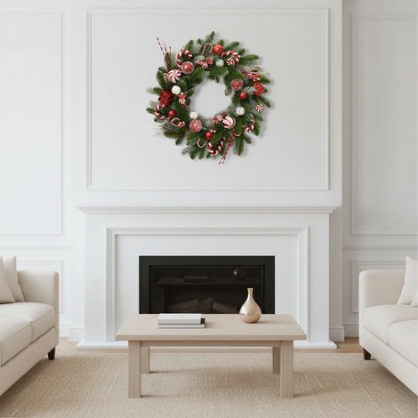 Corona natalizia con bastoncini di zucchero, decorazione da interno -60 cm (1/5)