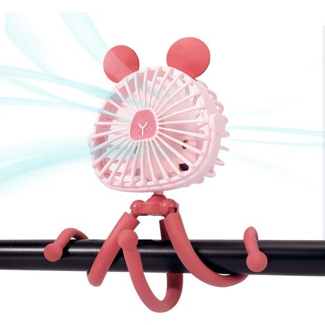 JSSEVN-Ventilateur de Table avec Pied Flexible avec Lumière LED, Ventilateur USB Portable Rotatif pour Berceau Siège de Voiture Tapis Roulant (1/5)