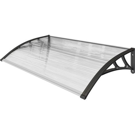 Außenliegender Sonnenschutz für Fenster und Türen, aus Polycarbonat und Aluminium, 110 x 60 x 18 cm – Transparent