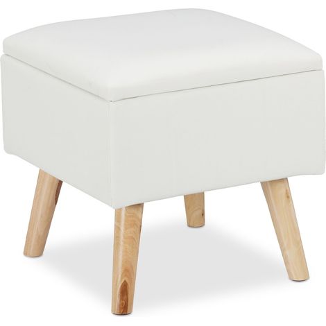 Taburete de almacenamiento diseño elegante 40 x 40 x 40 cm 2 en 1 funcional salón de cuero sintético beige 130009677 (1/5)