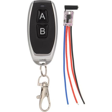 Interrupteur de télécommande sans fil 5-24 V à 2 touches avec verrouillage, adapté aux portes et fenêtres électriques (1/5)
