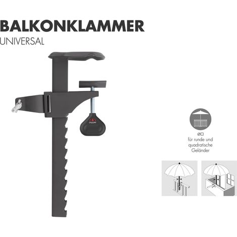 Doppler Balkonklammer Universal Schirmstock ø 22 - 32 mm Sonnenschirm Schirmhalterung 85799 (1/2)