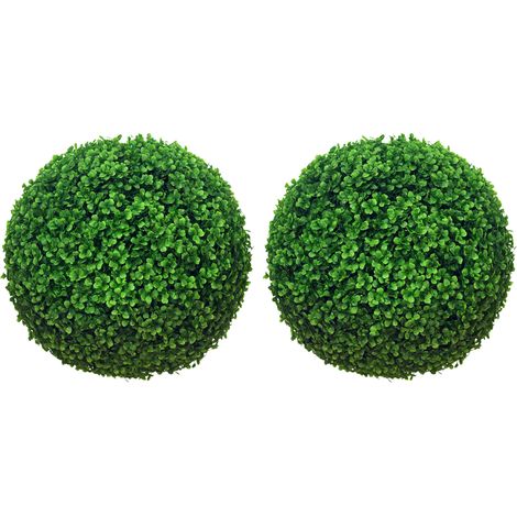 Lot 2 boules buis artificielles 40 cm décoration pour intérieur ou extérieur vert