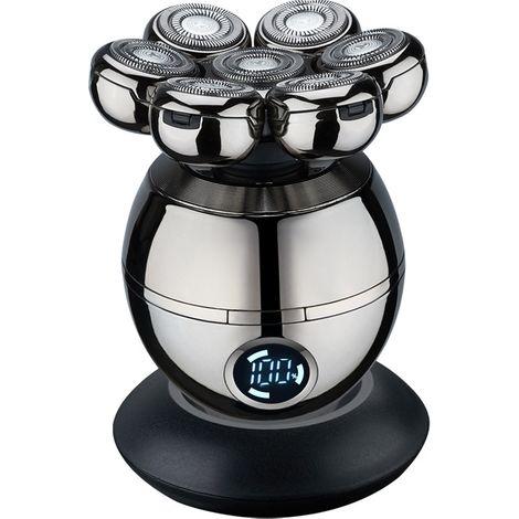 Rasoir électrique à tête 3D avec 7 lames — Pour rasage du crâne, visage et corps — Rechargeable sans fil avec USB-C — Livré avec 1 étui de voyage