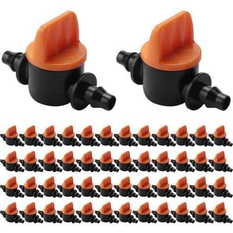 Ensemble de 50 pièces comprenant des mini-vannes pour tuyau de 1/4 pouce, des régulateurs de tuyau de 4 à 7 mm et des adaptateurs à bride. (1/4)