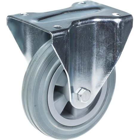 "Wheel - Fixed - Rubber - 160 mm - Capacity 135kg - Top plate 146x107 mm"