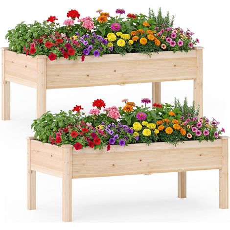 Hochbeet-Set aus Holz mit Abflusslöchern, 122 x 62 cm