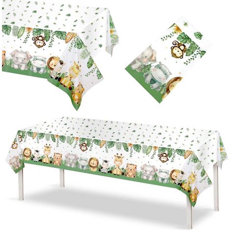 Dschungel Tischdecke 180x108cm, wasserdicht, wiederverwendbar, für Kindergeburtstag