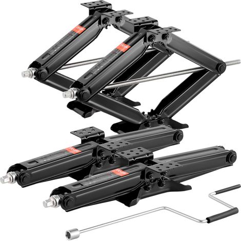 Cric Losange Capacité 4082 kg Plage de Levage 103-595 mm, Cric Ciseaux 4PCs, Stabilisateur de Nivellement pour Camping-car Caravane, avec Manivelle, Douille et Niveaux à Bulle, pour Voyage (1/5)