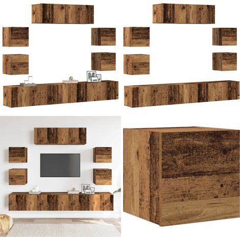 vidaXL Ensemble de meuble TV mural 7 pcs vieux bois bois d'ingénierie (1/5)