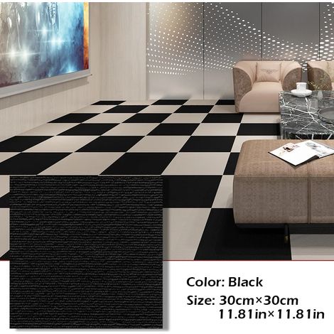 (Noir, 30x30cm - 10 pièces) Autocollants pour tapis/carrelage, décoration intérieure DIY pour salle à manger/chambre. (1/3)
