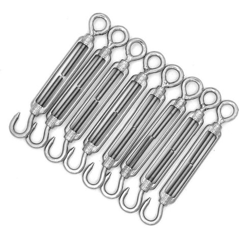 Set di 8 ganci e occhielli M6, da C a O, compatibili con tenditori ad anello, in acciaio inox 304, kit di accessori per funi metalliche, elevata resistenza alla tensione, per tende parasole.
