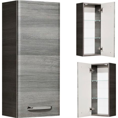 Badezimmer Hängeschrank ALINA-66 in Graphit Struktur, B/H/T: 30/70/20cm (1/5)