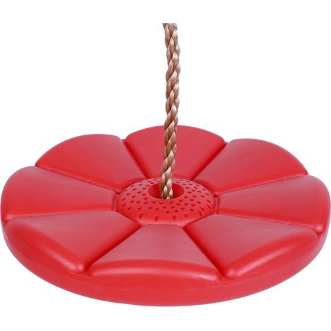 Kinder-Schaukelscheibe mit Seil - Outdoor-Spielzeug, lustige Outdoor-Aktivität (Rote Blumen)