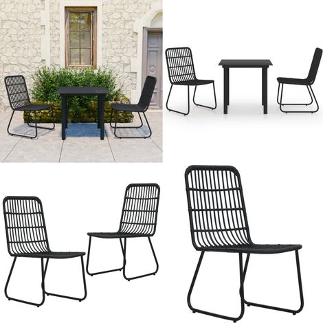 Set da Pranzo da Giardino 3 pz in Polyrattan e Vetro - Tavolo da pranzo da giardino - Sedie da giardino