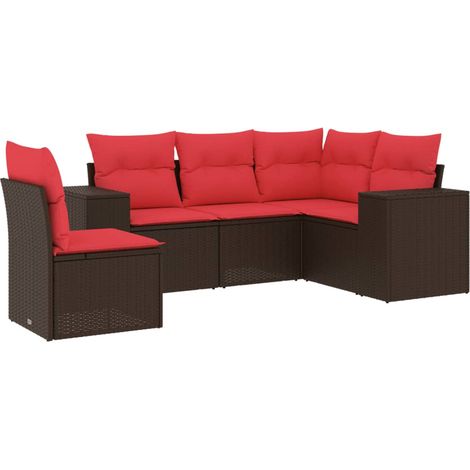 Maison Exclusive - Set Divani da Giardino 5 pz con Cuscini Marrone in Polyrattan