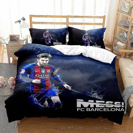 Housse de couette imprimée sur le thème du football, ensemble deux pièces, housse de couette décorative trois pièces pour chambre d'enfant (1/2)