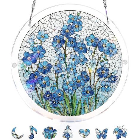 Décoration de fenêtre puzzle en acrylique - Attrape-lumière puzzle en acrylique - Ornement suspendu - Capteur de soleil - Décoration de fenêtre - À faire soi-même - Convient pour les portes, les jardi (1/5)