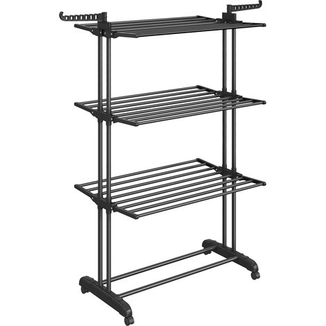Songmics – Étendoir à linge pliable 4 niveaux – Acier inoxydable et plastique – 63,5 x 128 x 173 cm – Grande capacité 35 kg – Utilisation intérieure et extérieure