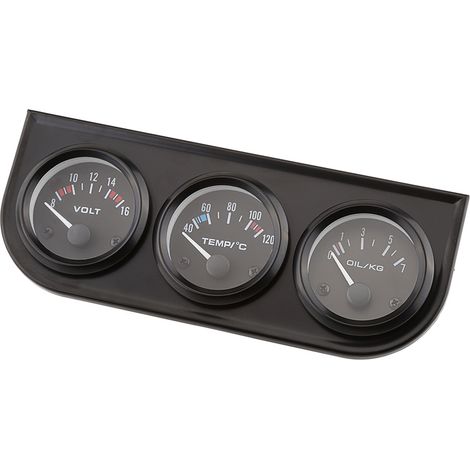 Jauge triple 52mm 3-en-1 : voltmètre, température d'eau, pression d'huile avec capteurs pour voiture camion (1/5)